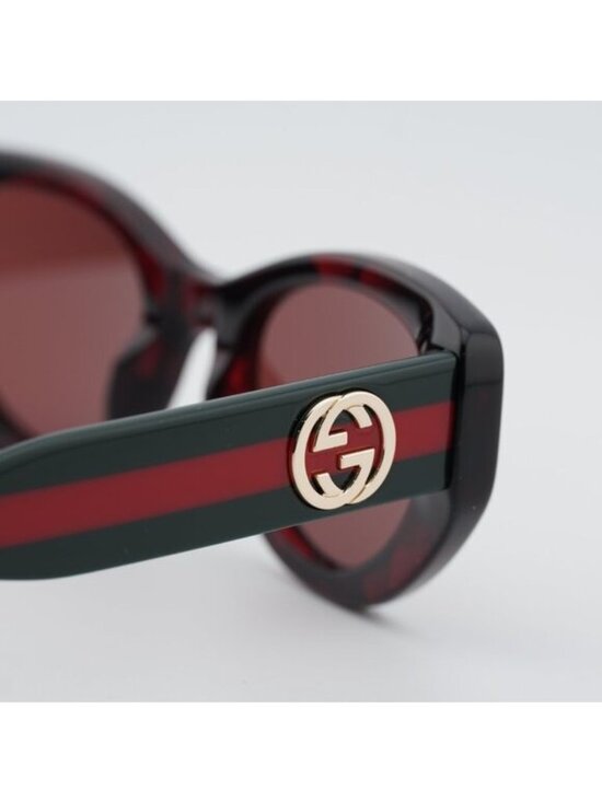 Gucci GG1862S 003 Sunglasses Havana Cat Eye Frame, Burgundy Lenses main image 4